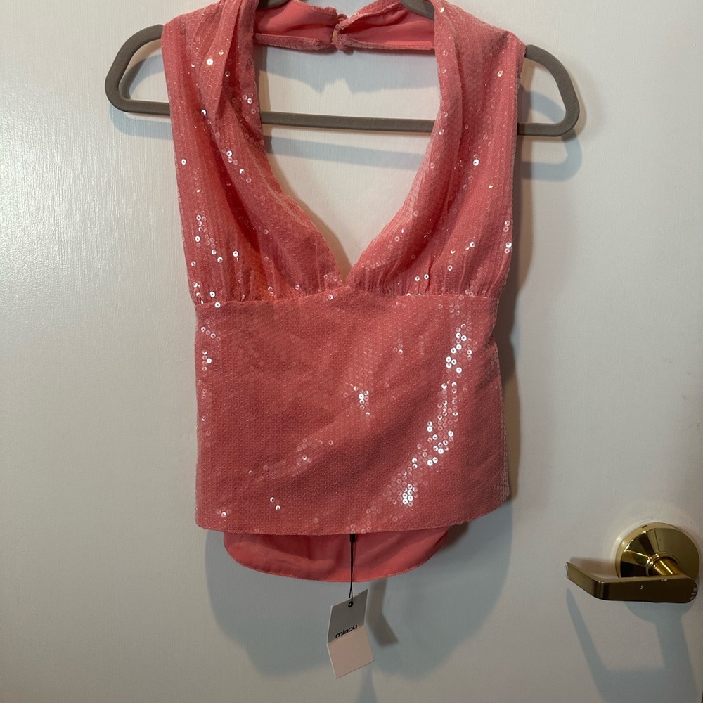 Miaou Coral Sequin Crop Top